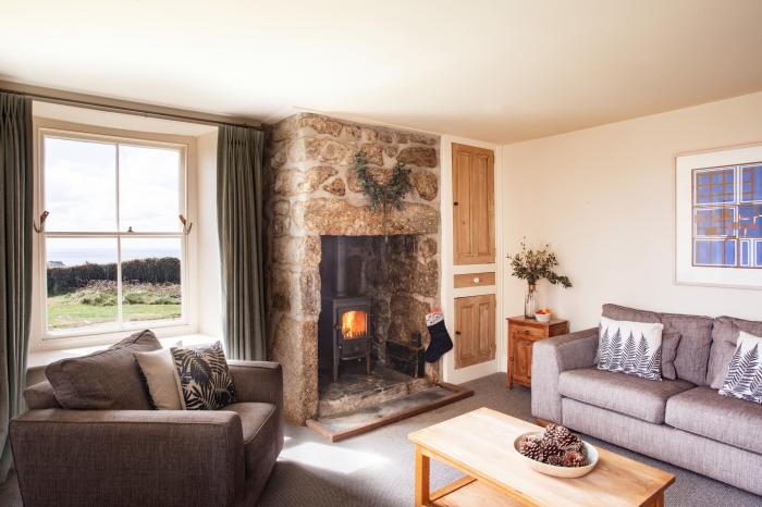 Bosistow Farmhouse, Porthgwarra, Cornwall. Four-bedroom home, near the beach. Enclosed garden. Pets.