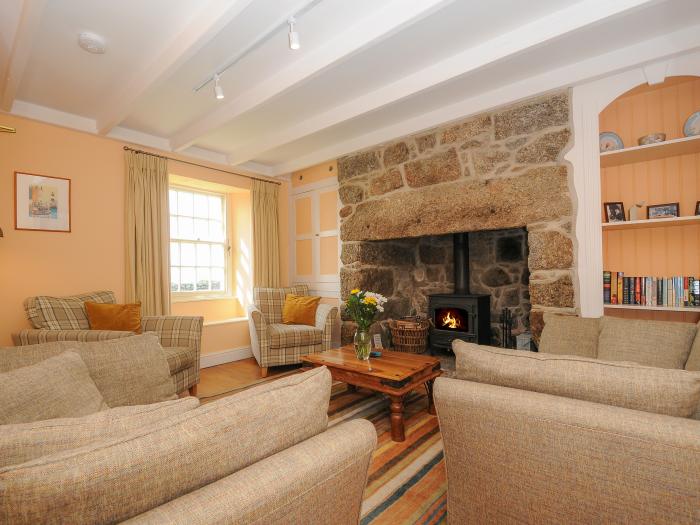 Three Chimneys nr Porthgwarra, Cornwall. Four-bedroom home with sea views. Pet-friendly. Near beach.