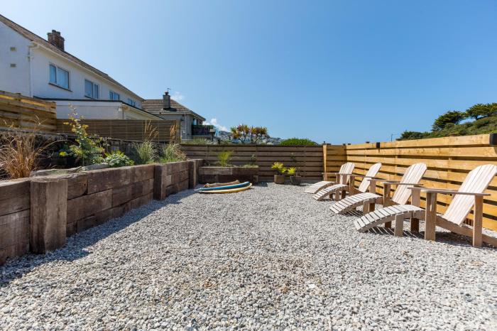 Breakers View in Polzeath, Cornwall. Sea views. Private driveway. Contemporary. Coastal. CCTV. WiFi.