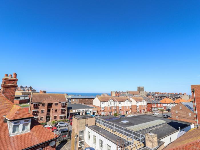 Sunset View in Whitby, North Yorkshire. Penhouse Apartment with lift. Sea views. Designated parking.