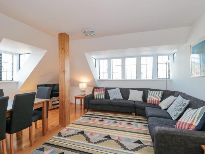 The Penthouse in Swanage, Dorset,allocated off-road parking, roof terrace, pet-free, close to beach.