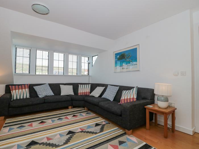 The Penthouse in Swanage, Dorset,allocated off-road parking, roof terrace, pet-free, close to beach.