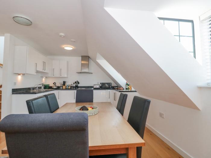 The Penthouse in Swanage, Dorset,allocated off-road parking, roof terrace, pet-free, close to beach.