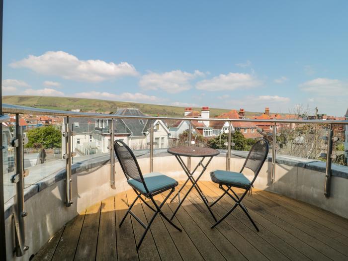 The Penthouse in Swanage, Dorset,allocated off-road parking, roof terrace, pet-free, close to beach.