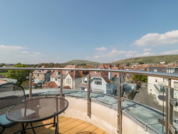 The Penthouse in Swanage, Dorset,allocated off-road parking, roof terrace, pet-free, close to beach.