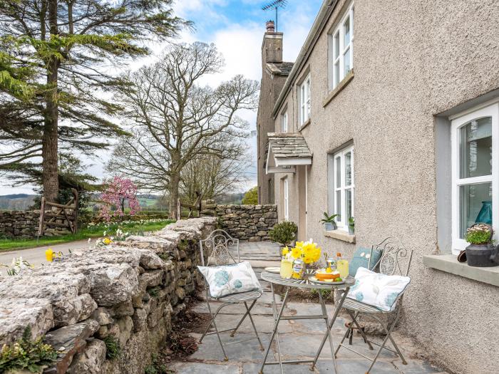 Longlands Farm Cottage, Cartmel, historic building, character, hot tub, rural location, lawned area.