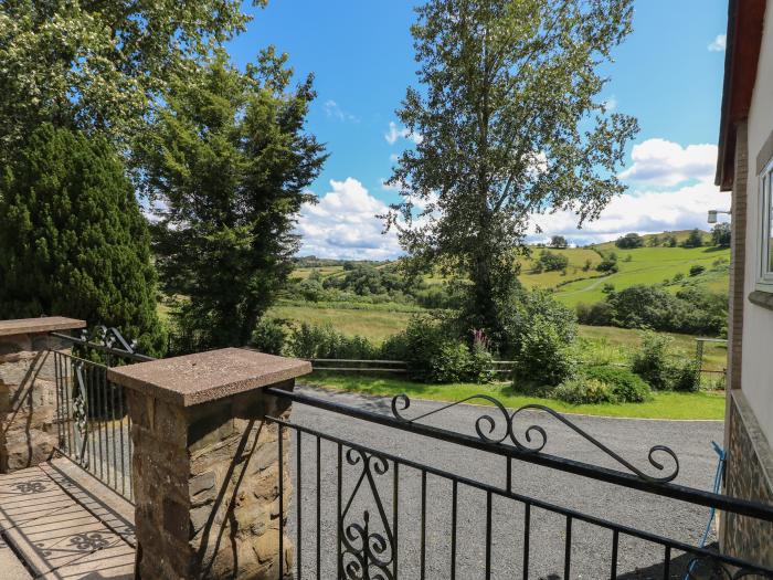 Hillside Lodge near Newtown in Powys, Wales. Dog-friendly, near an AONB, hot tub, woodburning stove.