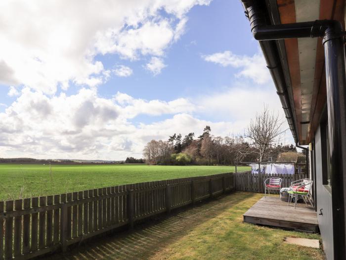 Brodie East Cottage in Forres, Moray, Scotland, parking, private decking, open-plan, near amenities.