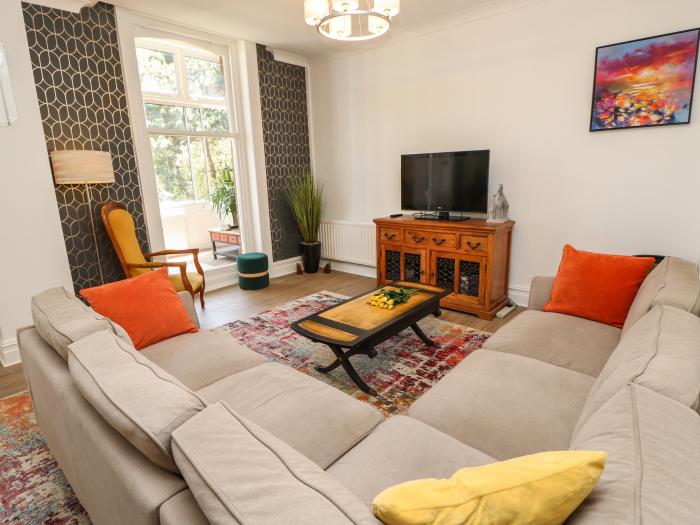 The Pines in Bournemouth in Dorset. First-floor apartment with woodland and sea views. Two bedrooms.