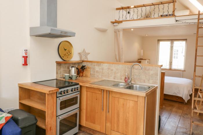 The Loft Cottage, Totnes, Devon. Open-plan studio style layout. Ideal for couples. Washing machine.