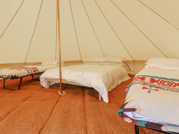 Bell Tent 2, Aldeburgh, Suffolk. Set on working farm, pet and child-friendly, decking with barbecue.