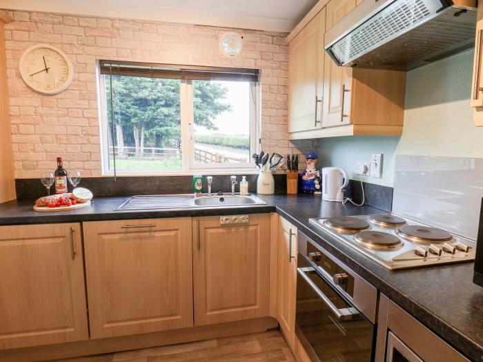 Handale Banks Farm Lodge in Liverton, North Yorkshire. Three-bedroom lodge set near a National Park.