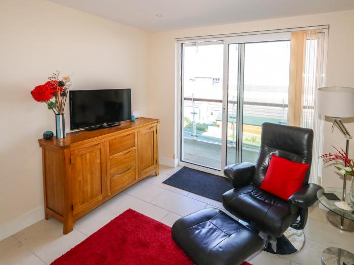 65 Atlantic House, Castletown, Portland. Exceptional views. Open-plan. Balcony with furniture. 2 bed