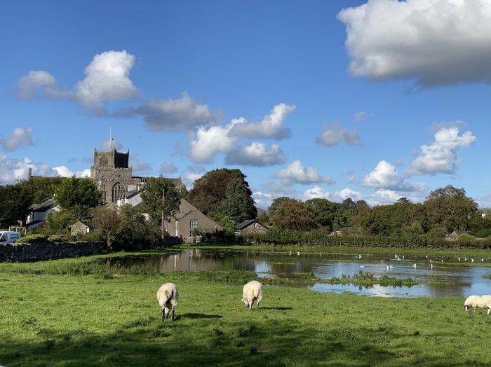 Bay Tree Lodge, Cartmel, Cumbria. Single-storey. Woodburning stove. Decking with furniture. Smart TV