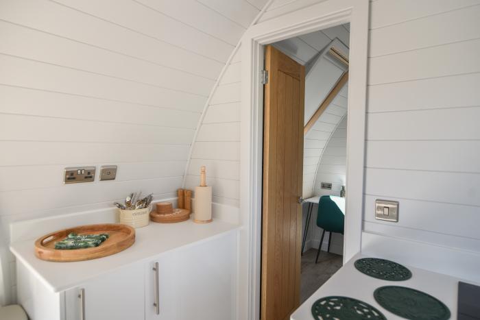 Maple near Charmouth, Dorset. Two-bedroom pod with countryside views. Open-plan living. Pet-friendly