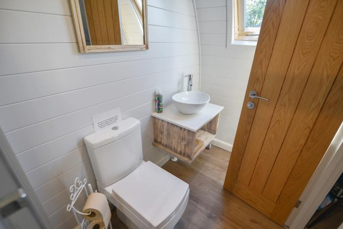 Maple near Charmouth, Dorset. Two-bedroom pod with countryside views. Open-plan living. Pet-friendly