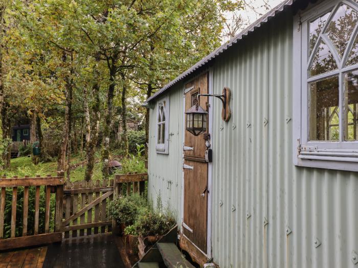 Nadine is near Beguildy, Powys. Single-storey hut, offering a couple's retreat. Rural. Pet-friendly.