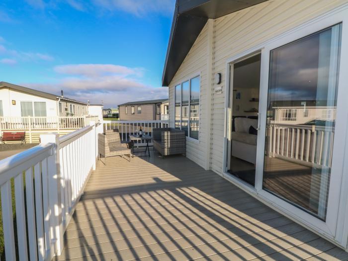 Olivia's Retreat on the Ocean Village Holiday Park, Heysham, Lancashire. Sea view. Off-road parking.